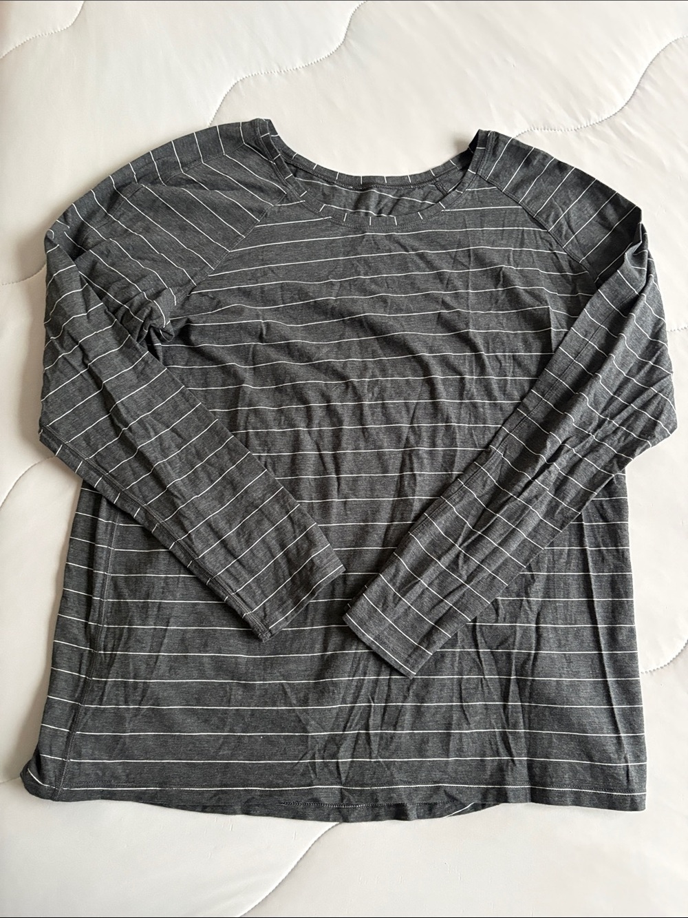 Lululemon Gray & White Striped Long Sleeve Tee